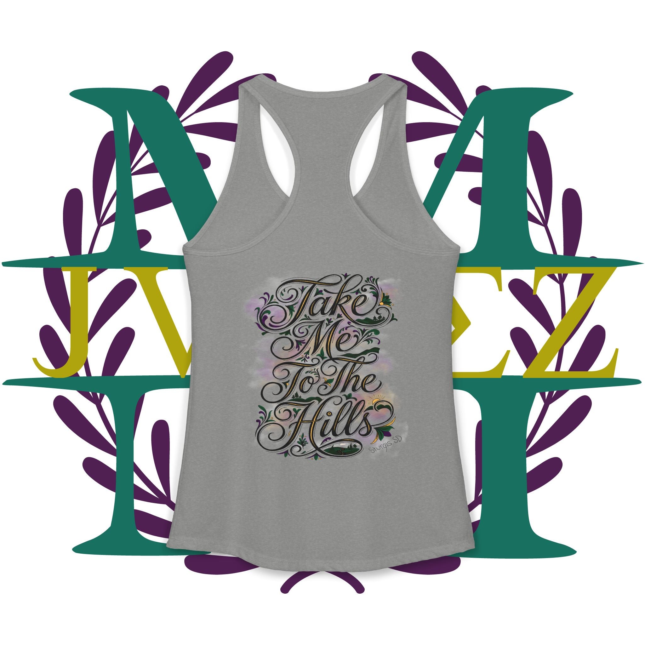 JVMEZ Collective | Sturgis Motorcycle Rally 2026 | "Take Me To The Hills" Women's Racer Back Tank