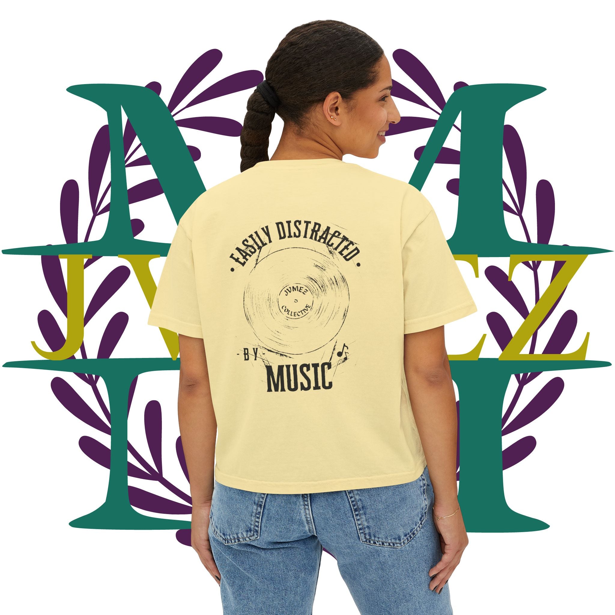 JVMEZ Collective | Easily Distracted By Music | Women's Boxy Tee