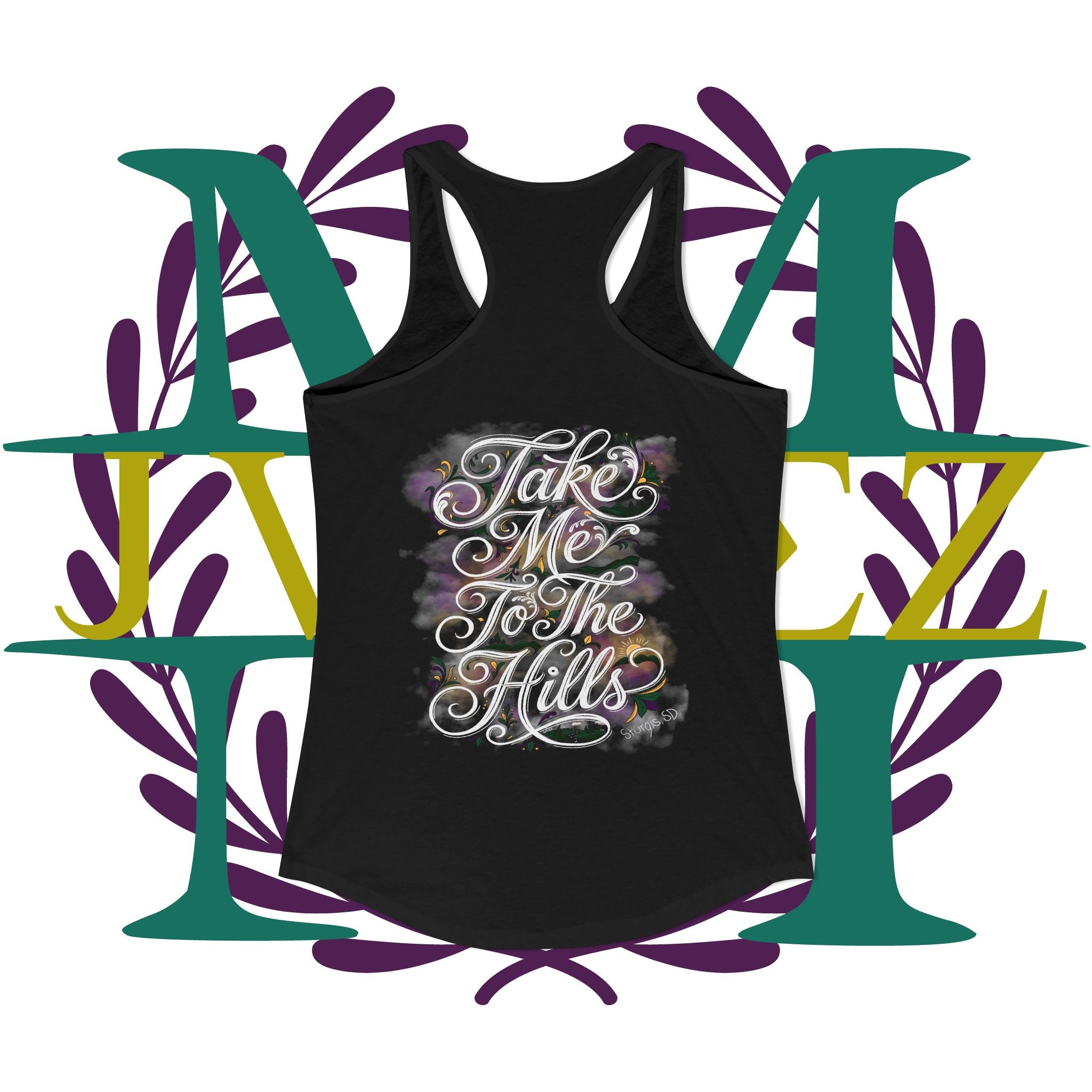 JVMEZ Collective | Sturgis Motorcycle Rally 2026 | "Take Me To The Hills" Women's Racer Back Tank