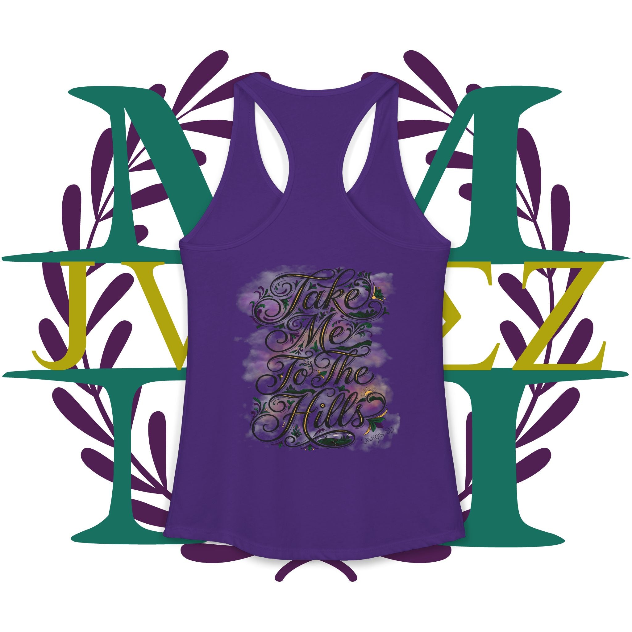 JVMEZ Collective | Sturgis Motorcycle Rally 2026 | "Take Me To The Hills" Women's Racer Back Tank