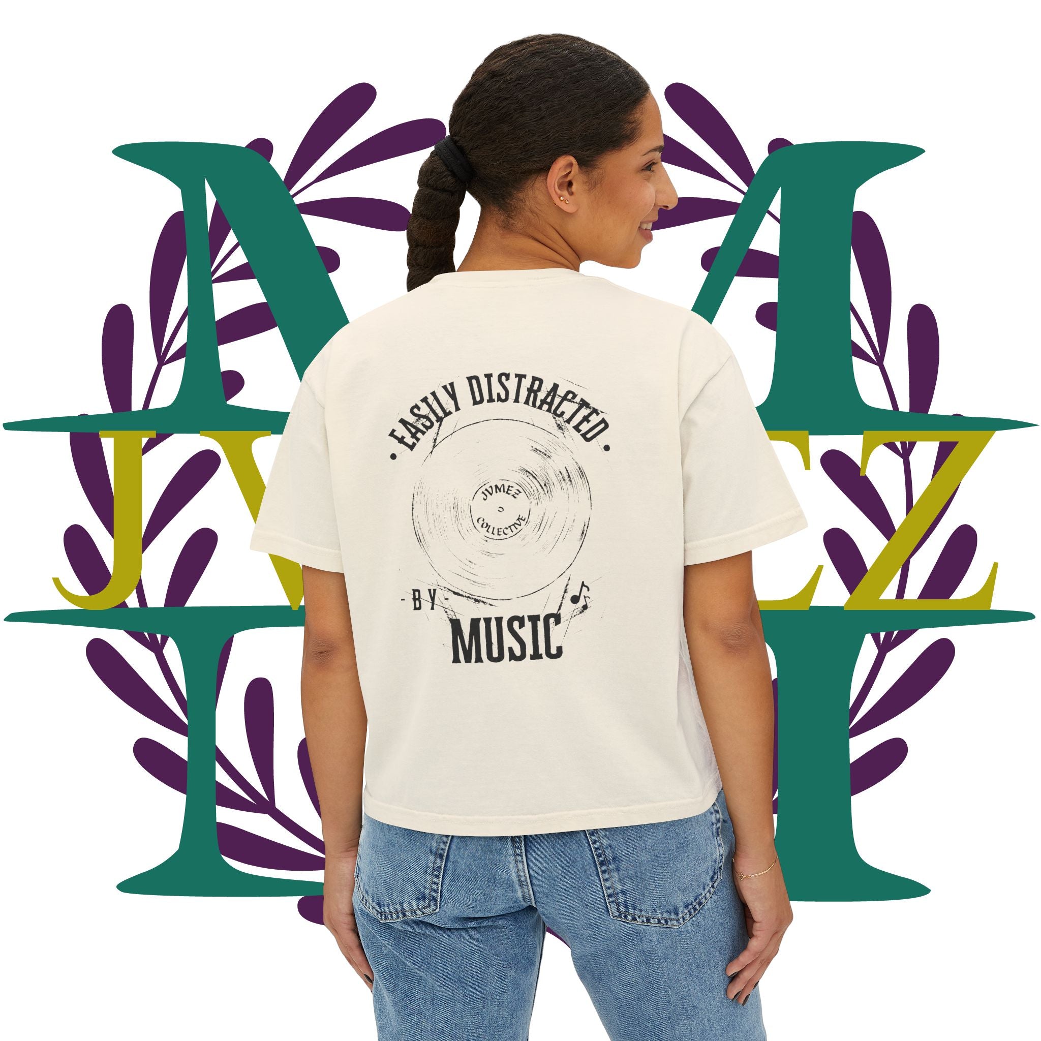 JVMEZ Collective | Easily Distracted By Music | Women's Boxy Tee
