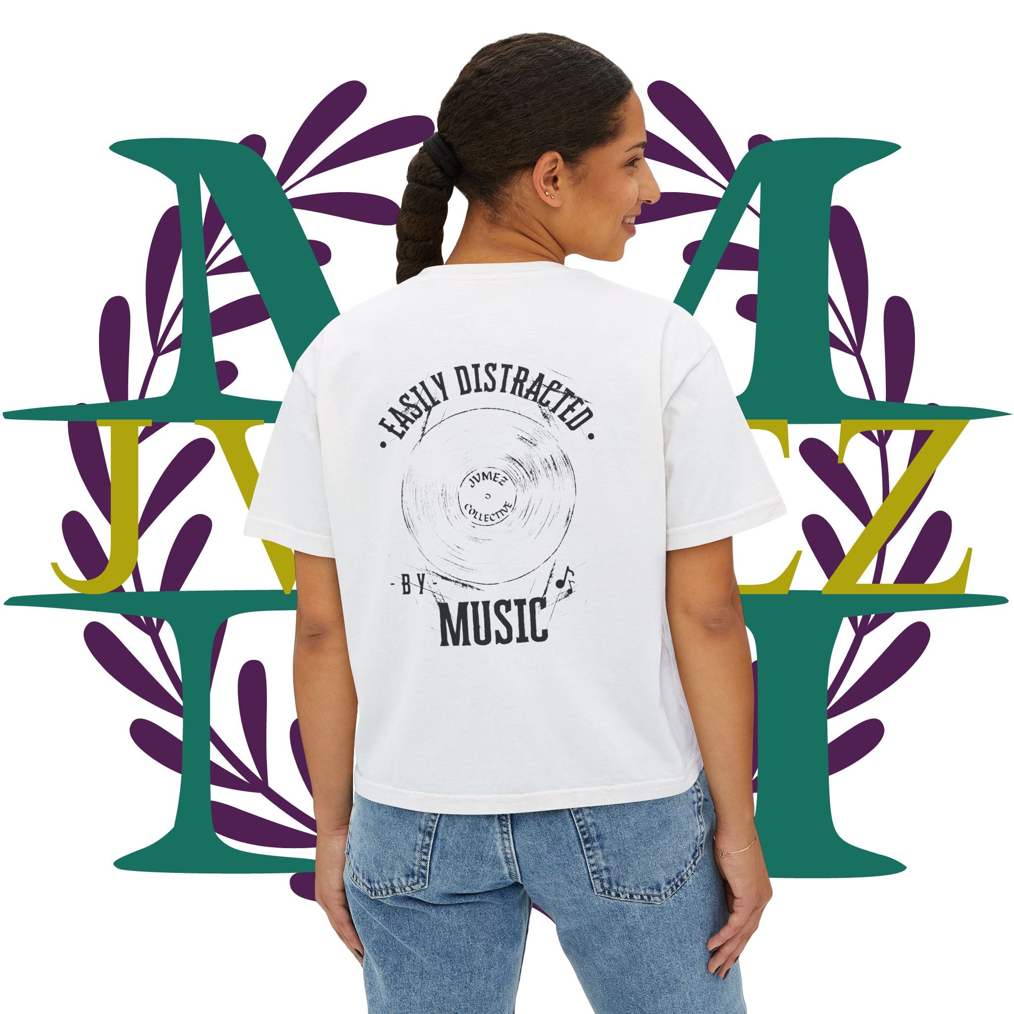 JVMEZ Collective | Easily Distracted By Music | Women's Boxy Tee