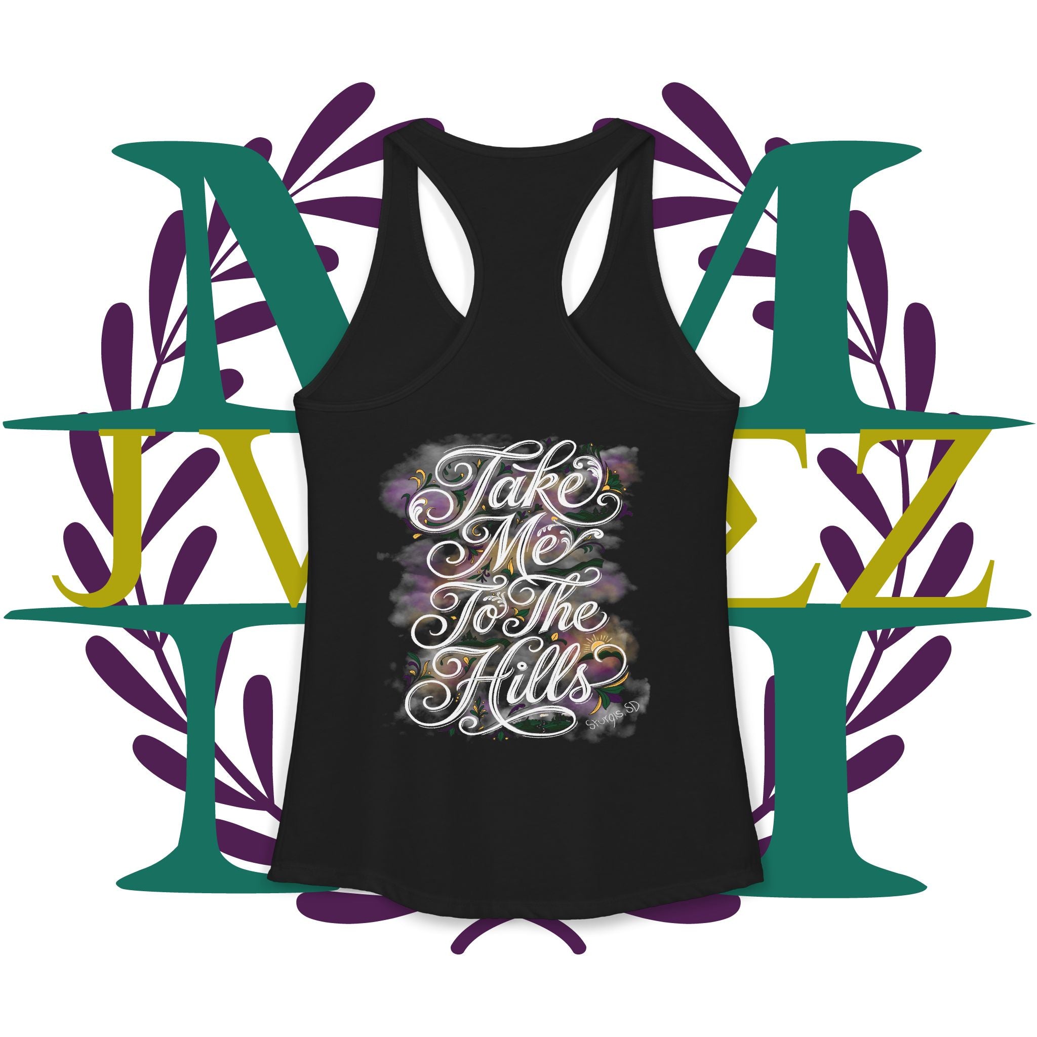 JVMEZ Collective | Sturgis Motorcycle Rally 2026 | "Take Me To The Hills" Women's Racer Back Tank
